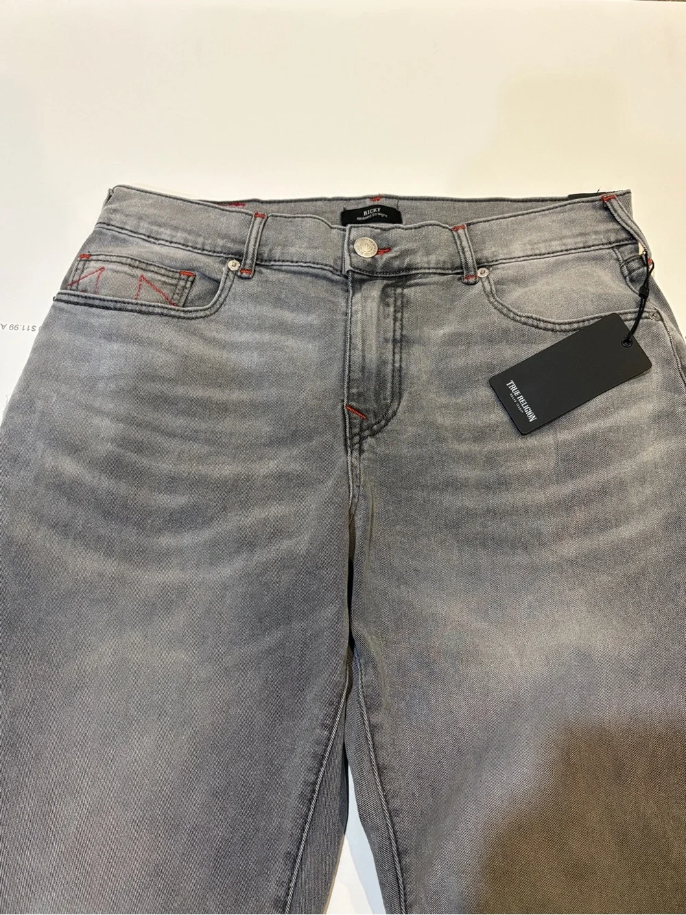 True Religion Ricky Relaxed Straight Jeans Men’s 34x34 Gray Silver Wash NWT
